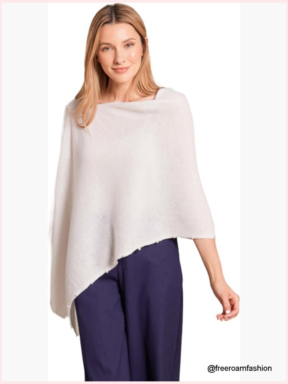 Lux Cashmere Capelet Wrap Pearl Trim Topper Poncho